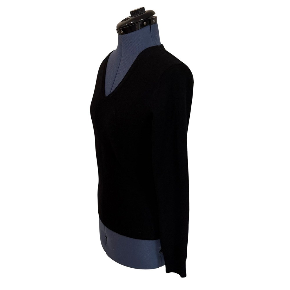 Apt 9 Womens Black 100% Cashmere V Neck Long Sleeve Sweater Minimalist Career M - Picture 2 of 13